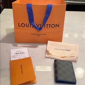 Louis Vuitton men’s wallet hot stamped JJ.